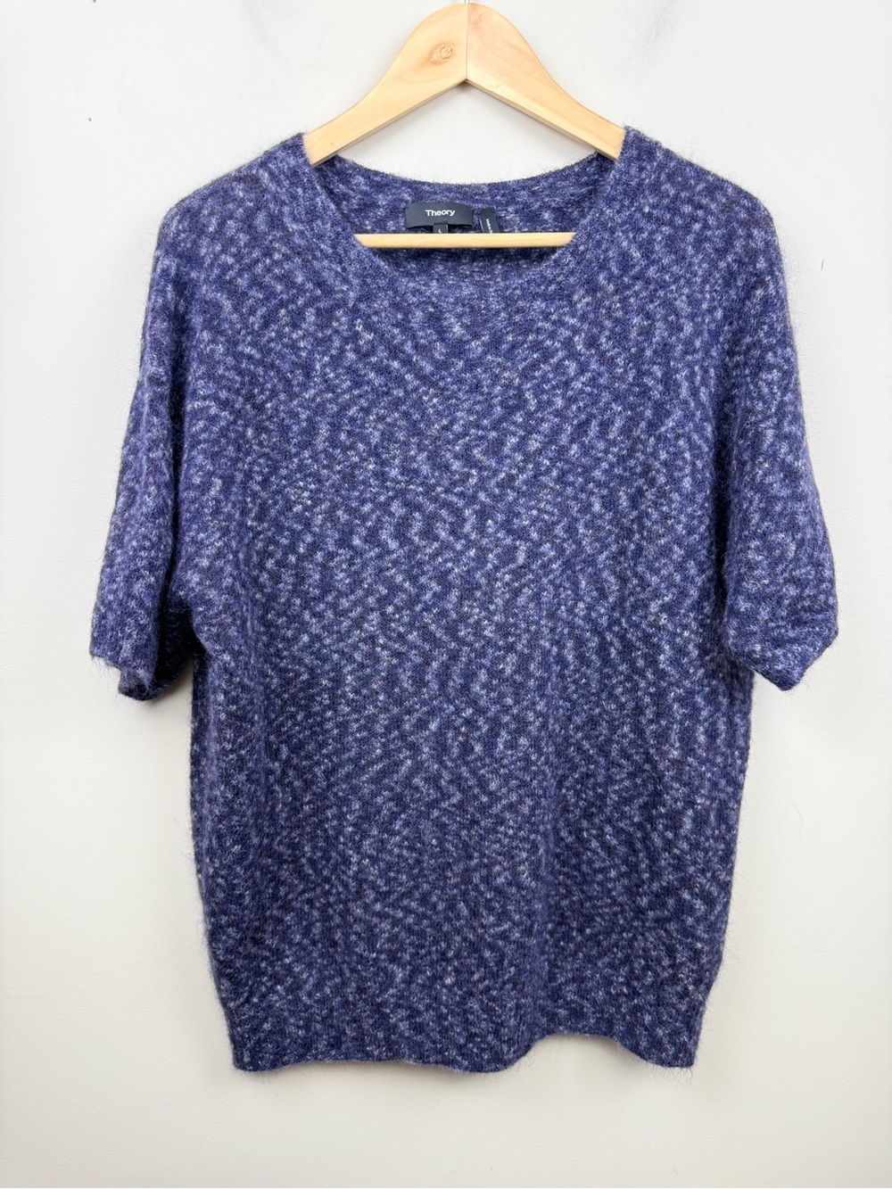 THEORY mohair wool blend short sleeve crew neck pull over large